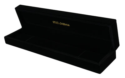 Dolce &amp; Gabbana Black Velvet Logo Plaque Opbergarmband Sieradendoos