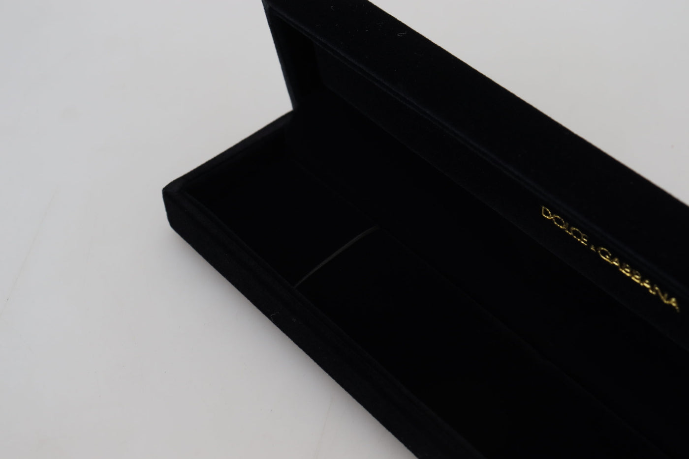 Dolce &amp; Gabbana Black Velvet Logo Plaque Opbergarmband Sieradendoos