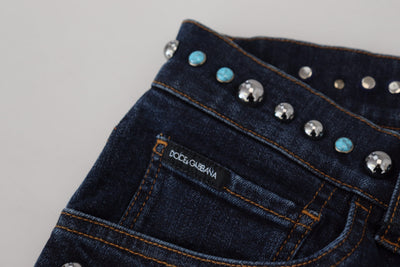 Dolce &amp; Gabbana blauwe katoenen jeans met lage taille en studs