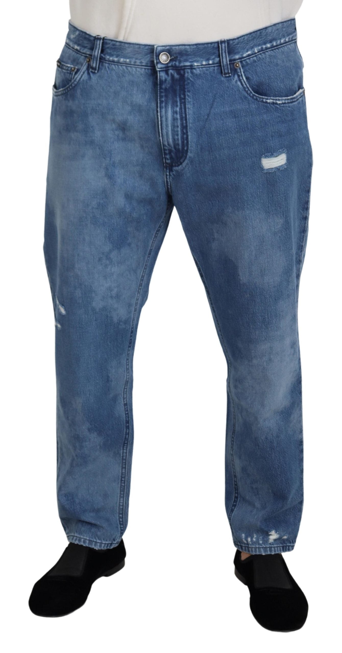 Dolce &amp; Gabbana blauwe gewassen katoenen casual denim jeans