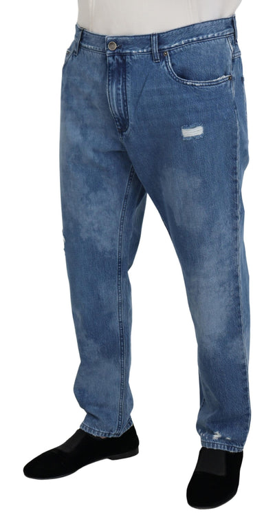 Dolce &amp; Gabbana blauwe gewassen katoenen casual denim jeans