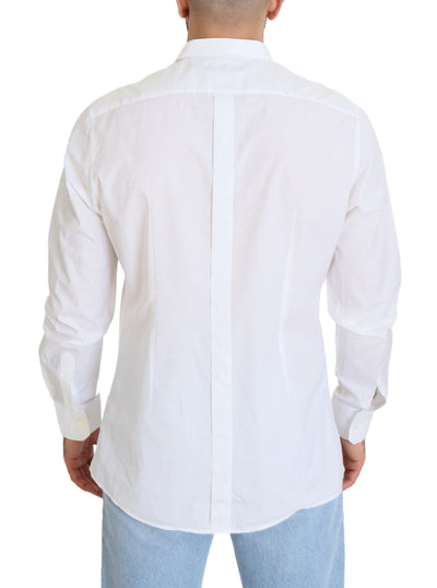 Chemise habillée slim en coton blanc Dolce &amp; Gabbana, coupe ajustée, couleur or