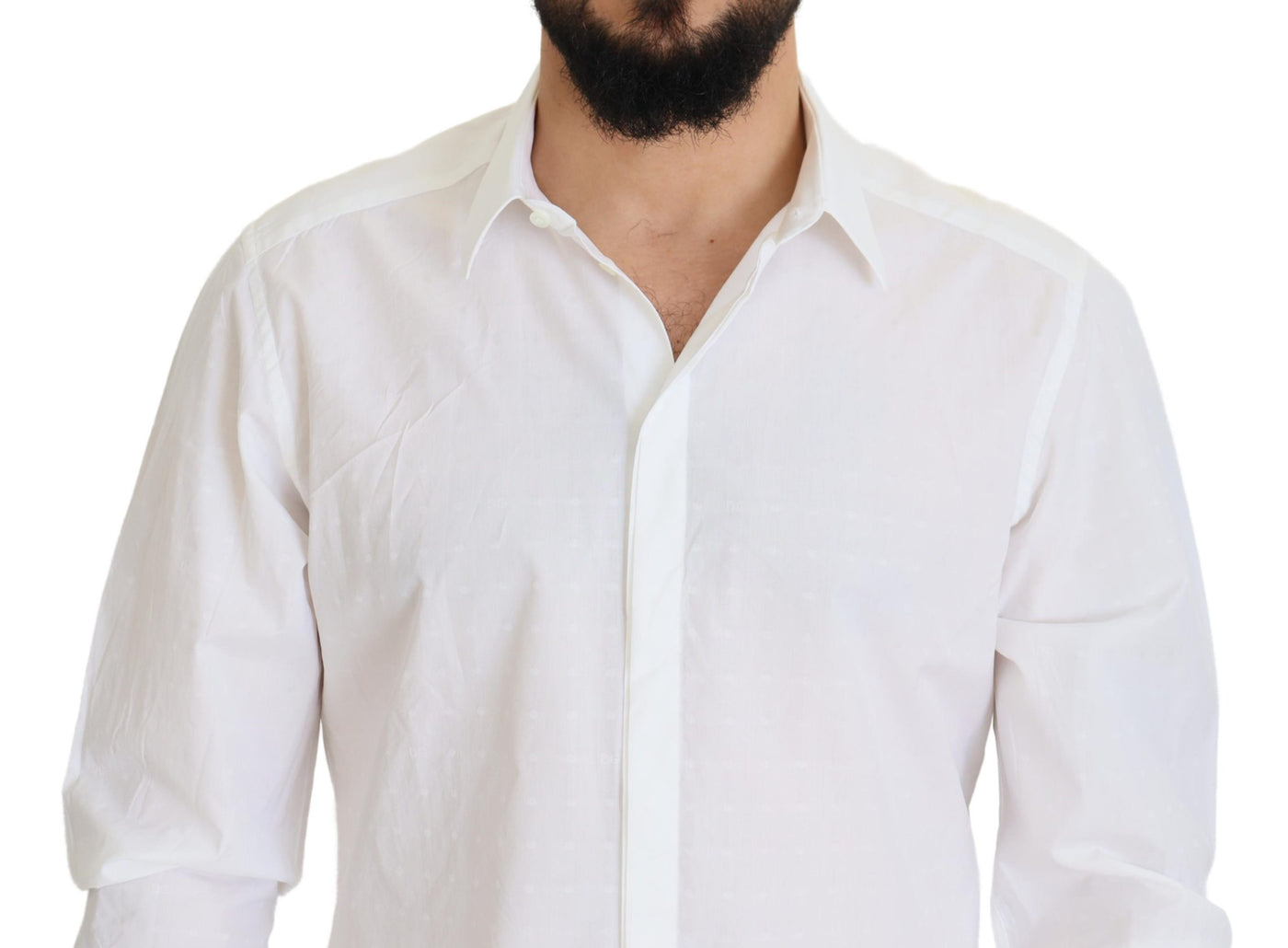 Chemise habillée slim en coton blanc Dolce &amp; Gabbana, coupe ajustée, couleur or