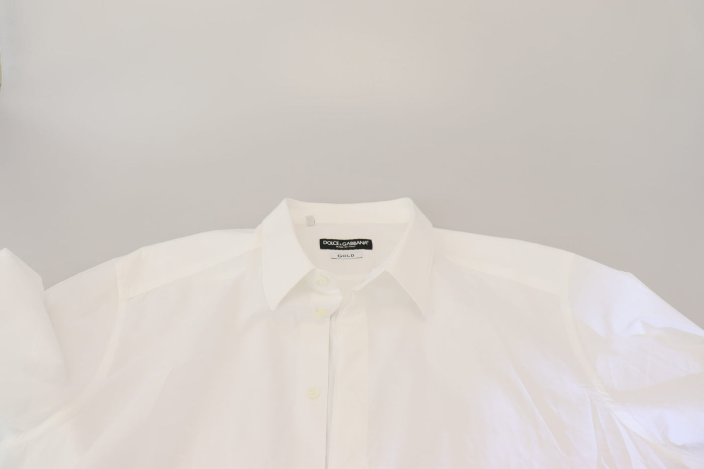 Chemise habillée slim en coton blanc Dolce &amp; Gabbana, coupe ajustée, couleur or