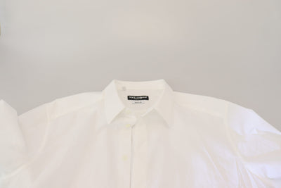 Chemise habillée slim en coton blanc Dolce &amp; Gabbana, coupe ajustée, couleur or