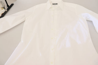 Chemise habillée slim en coton blanc Dolce &amp; Gabbana, coupe ajustée, couleur or