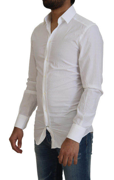 Chemise habillée élégante en coton blanc Dolce &amp; Gabbana, coupe slim