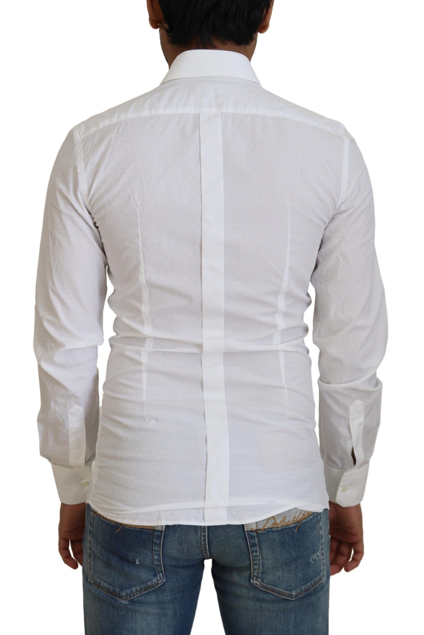 Chemise habillée élégante en coton blanc Dolce &amp; Gabbana, coupe slim