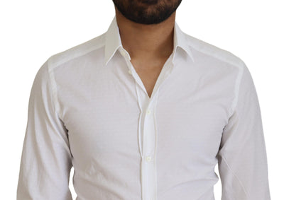 Chemise habillée élégante en coton blanc Dolce &amp; Gabbana, coupe slim