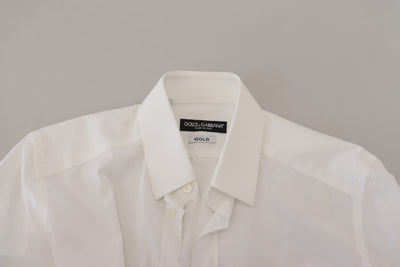 Chemise habillée élégante en coton blanc Dolce &amp; Gabbana, coupe slim
