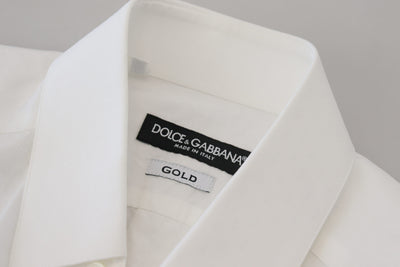 Chemise habillée élégante en coton blanc Dolce &amp; Gabbana, coupe slim