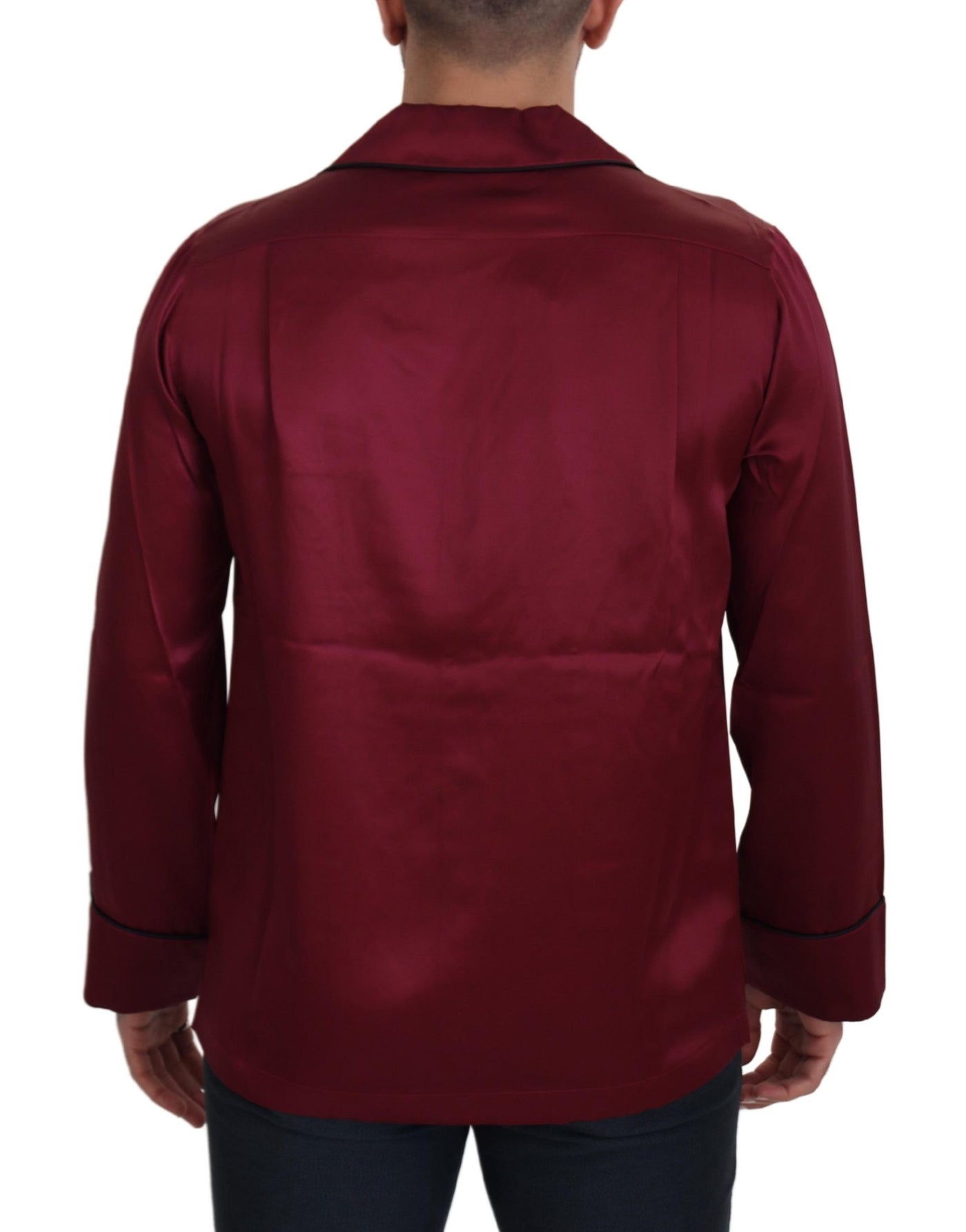 Dolce &amp; Gabbana Rode Zijden Lounge Top Pyjama Nachtkleding Shirt