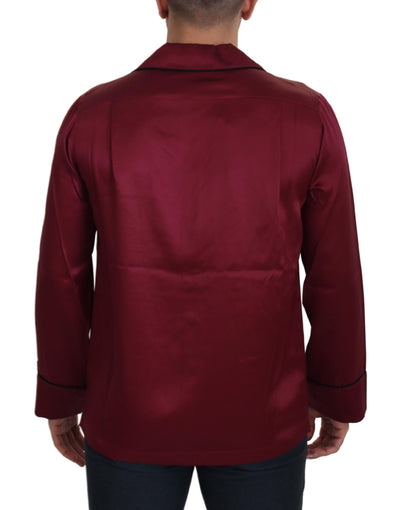 Dolce &amp; Gabbana Rode Zijden Lounge Top Pyjama Nachtkleding Shirt
