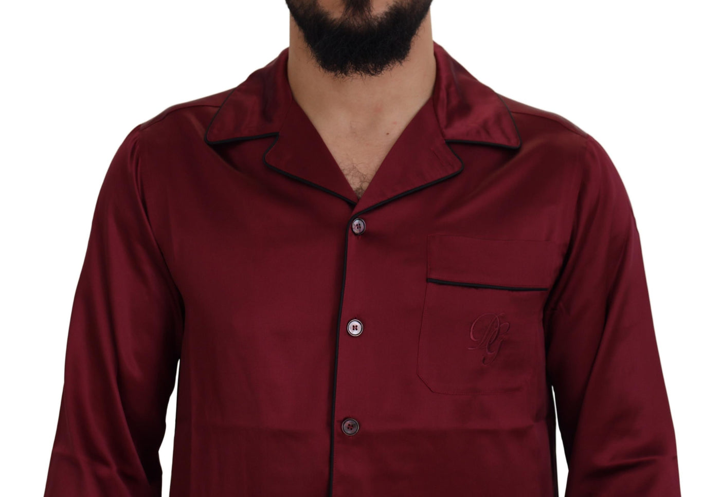 Dolce &amp; Gabbana Rode Zijden Lounge Top Pyjama Nachtkleding Shirt