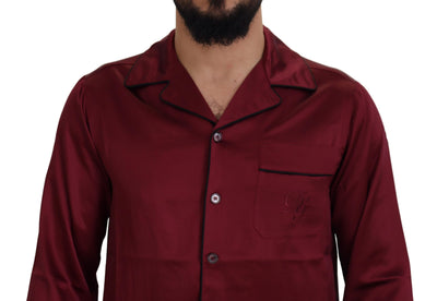 Dolce &amp; Gabbana Rode Zijden Lounge Top Pyjama Nachtkleding Shirt
