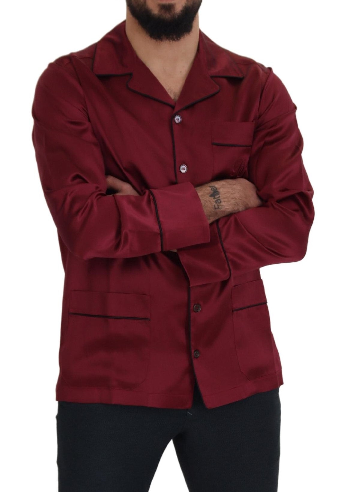Dolce &amp; Gabbana Rode Zijden Lounge Top Pyjama Nachtkleding Shirt