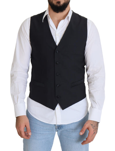 Dolce &amp; Gabbana Zwart Wollen Stretch Vest Formeel Vest