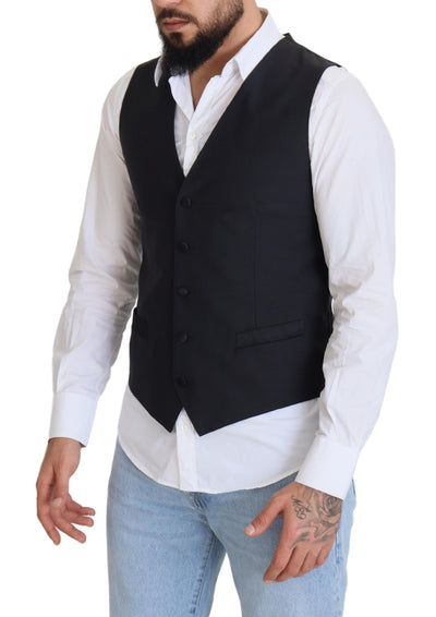 Dolce &amp; Gabbana Zwart Wollen Stretch Vest Formeel Vest