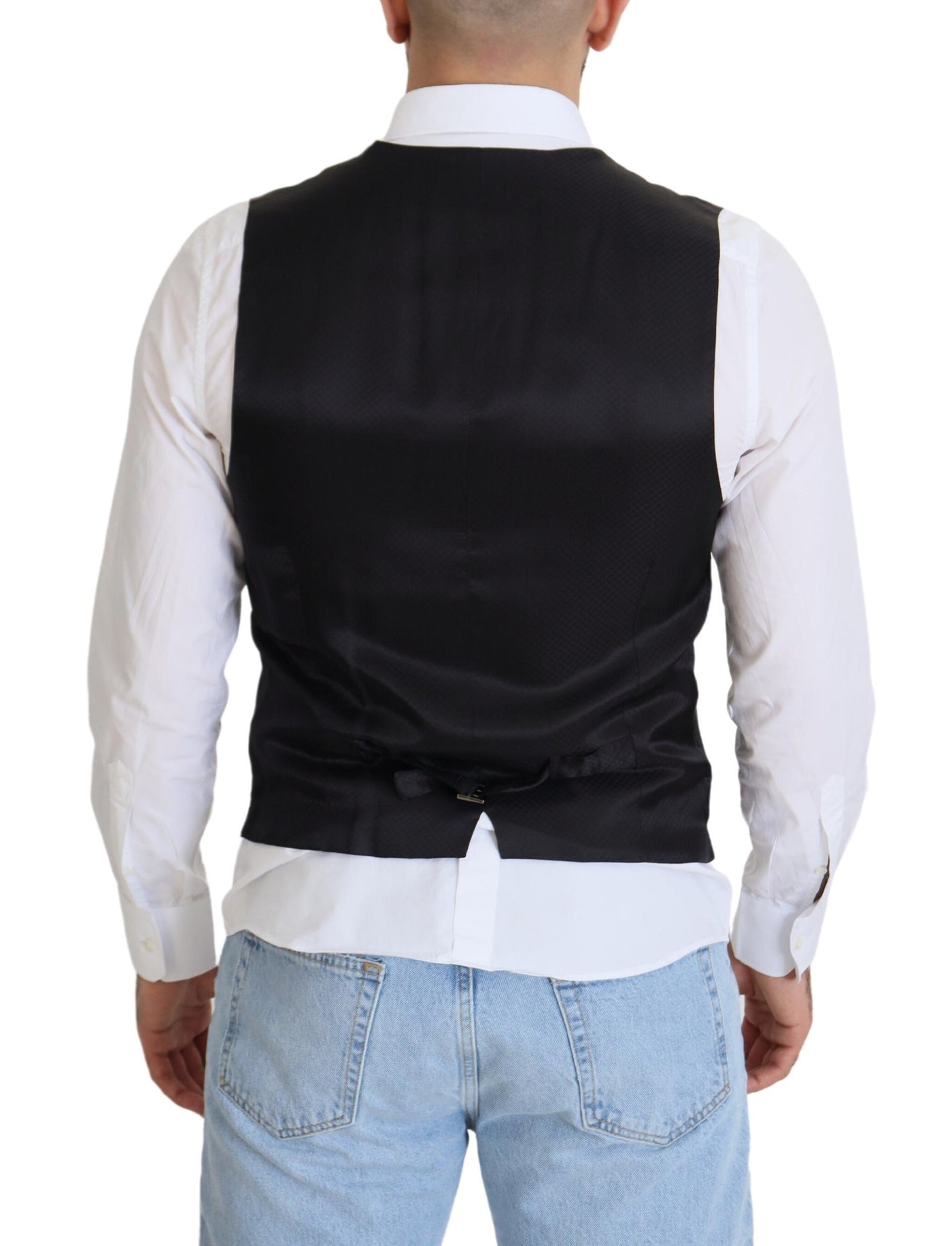 Dolce &amp; Gabbana Zwart Wollen Stretch Vest Formeel Vest