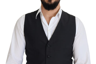Dolce &amp; Gabbana Zwart Wollen Stretch Vest Formeel Vest