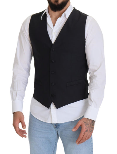 Dolce &amp; Gabbana Zwart Wollen Stretch Vest Formeel Vest