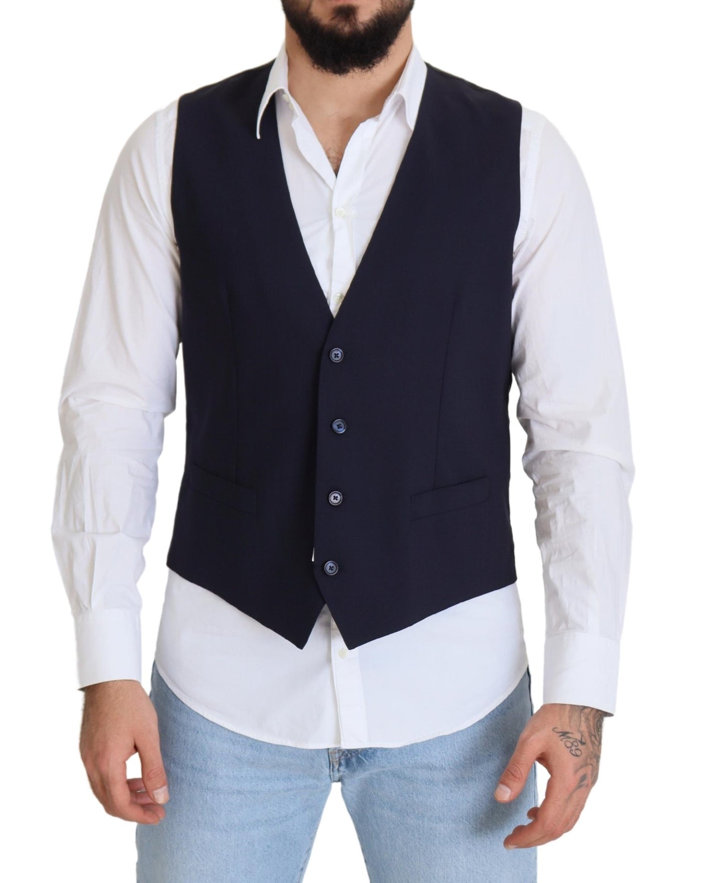 Dolce &amp; Gabbana Donkerblauw Wollen Stretch Vest Formeel Vest