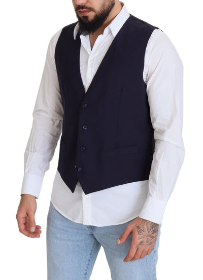 Dolce &amp; Gabbana Donkerblauw Wollen Stretch Vest Formeel Vest