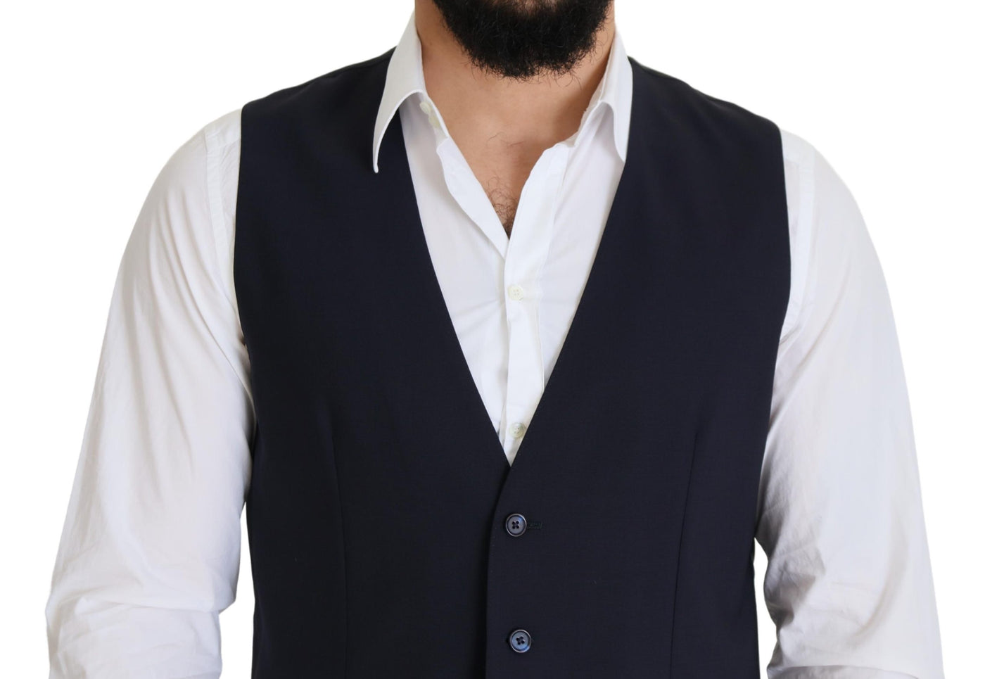 Dolce &amp; Gabbana Donkerblauw Wollen Stretch Vest Formeel Vest