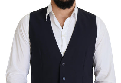 Dolce &amp; Gabbana Donkerblauw Wollen Stretch Vest Formeel Vest