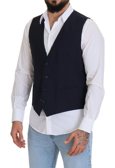 Dolce &amp; Gabbana Donkerblauw Wollen Stretch Vest Formeel Vest