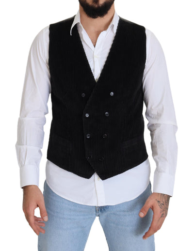 Dolce &amp; Gabbana zwart katoenen dubbelrijs vest