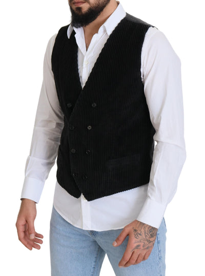 Dolce &amp; Gabbana zwart katoenen dubbelrijs vest