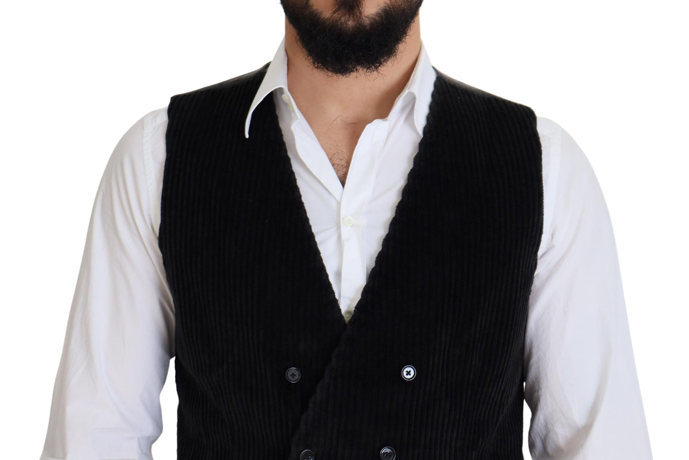Dolce &amp; Gabbana zwart katoenen dubbelrijs vest