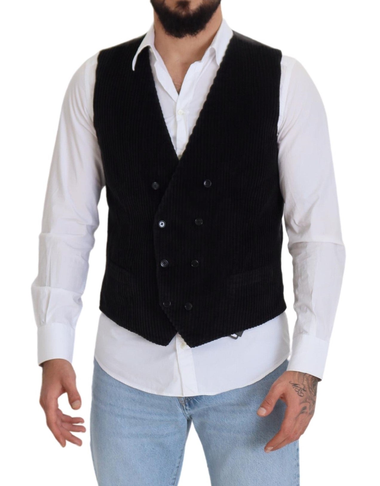 Dolce &amp; Gabbana zwart katoenen dubbelrijs vest