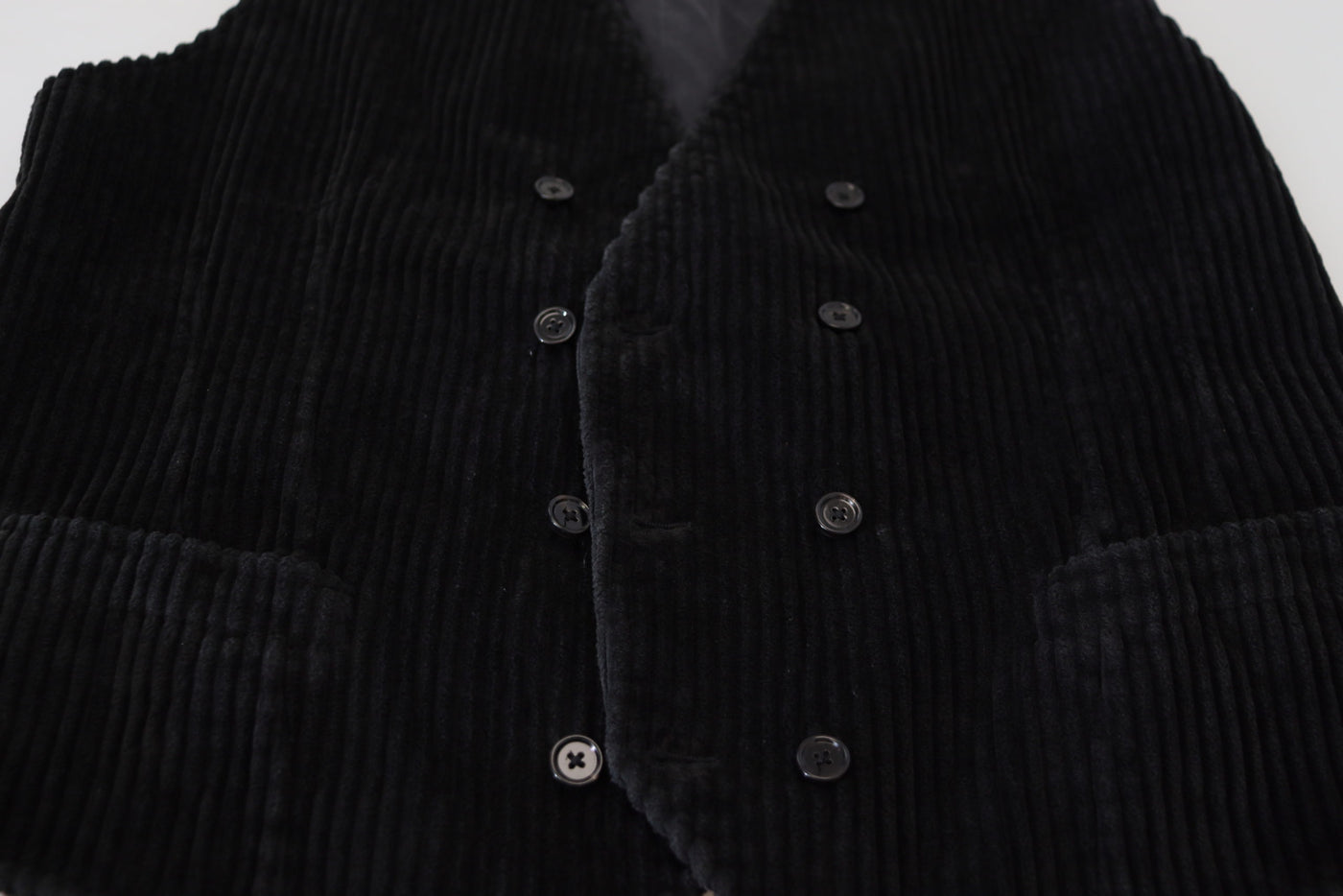 Dolce &amp; Gabbana zwart katoenen dubbelrijs vest