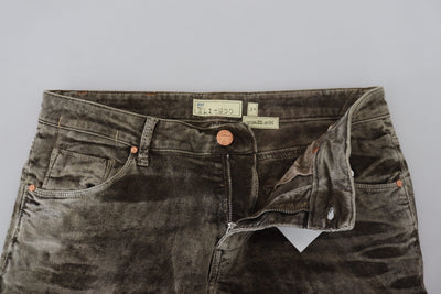 Jean slim en velours côtelé de coton délavé gris Acht pour homme