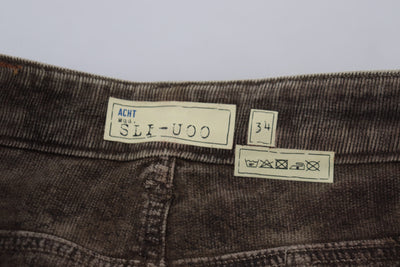 Jean slim en velours côtelé de coton délavé gris Acht pour homme