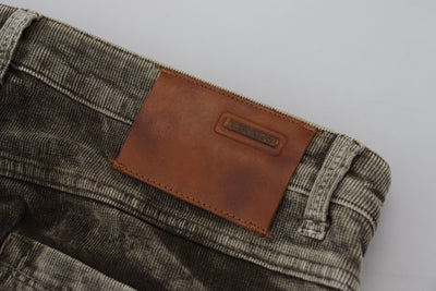 Jean slim en velours côtelé de coton délavé gris Acht pour homme
