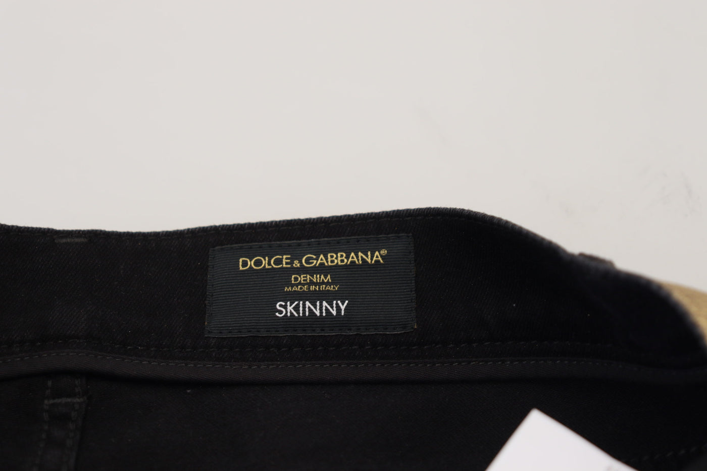 Dolce &amp; Gabbana Gold Cotton Tattered Skinny Men Denim Jeans