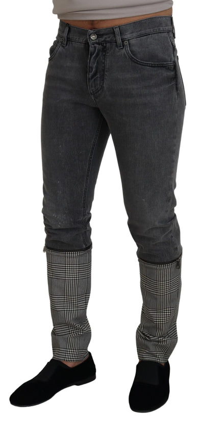 Dolce &amp; Gabbana Grijze Katoenen Geruite Heren Denim Jeans