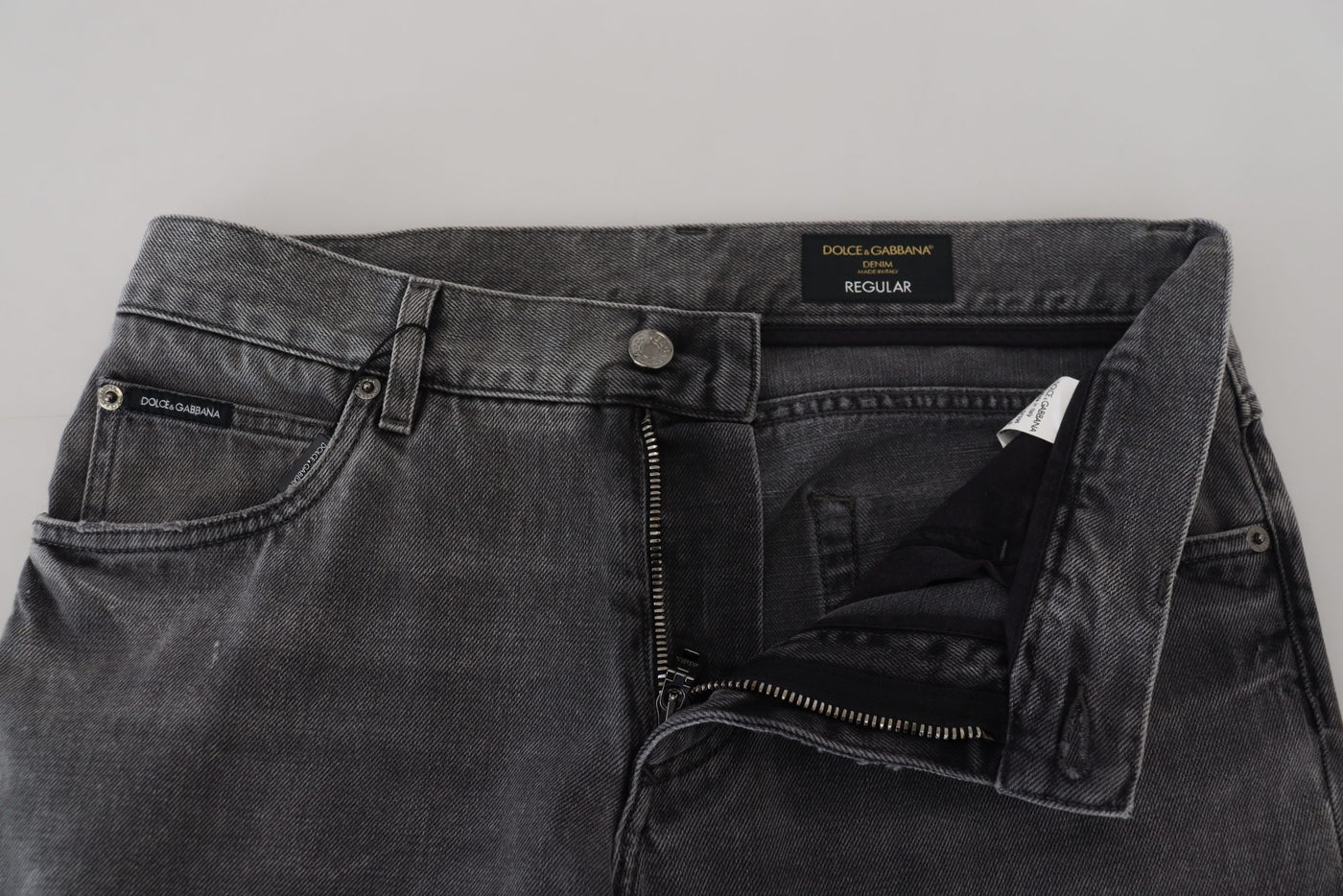 Dolce &amp; Gabbana Grijze Katoenen Geruite Heren Denim Jeans