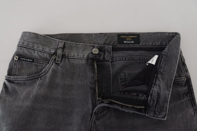 Dolce &amp; Gabbana Grijze Katoenen Geruite Heren Denim Jeans