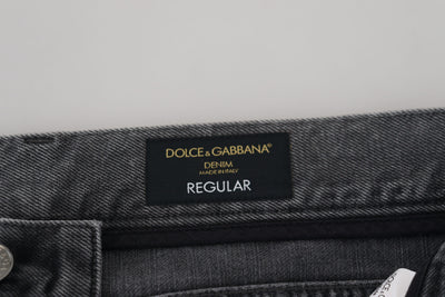 Dolce &amp; Gabbana Grijze Katoenen Geruite Heren Denim Jeans