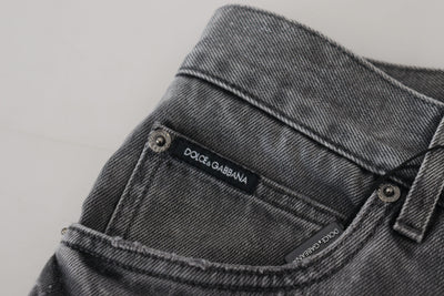 Dolce &amp; Gabbana Grijze Katoenen Geruite Heren Denim Jeans