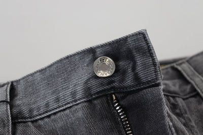 Dolce &amp; Gabbana Grijze Katoenen Geruite Heren Denim Jeans
