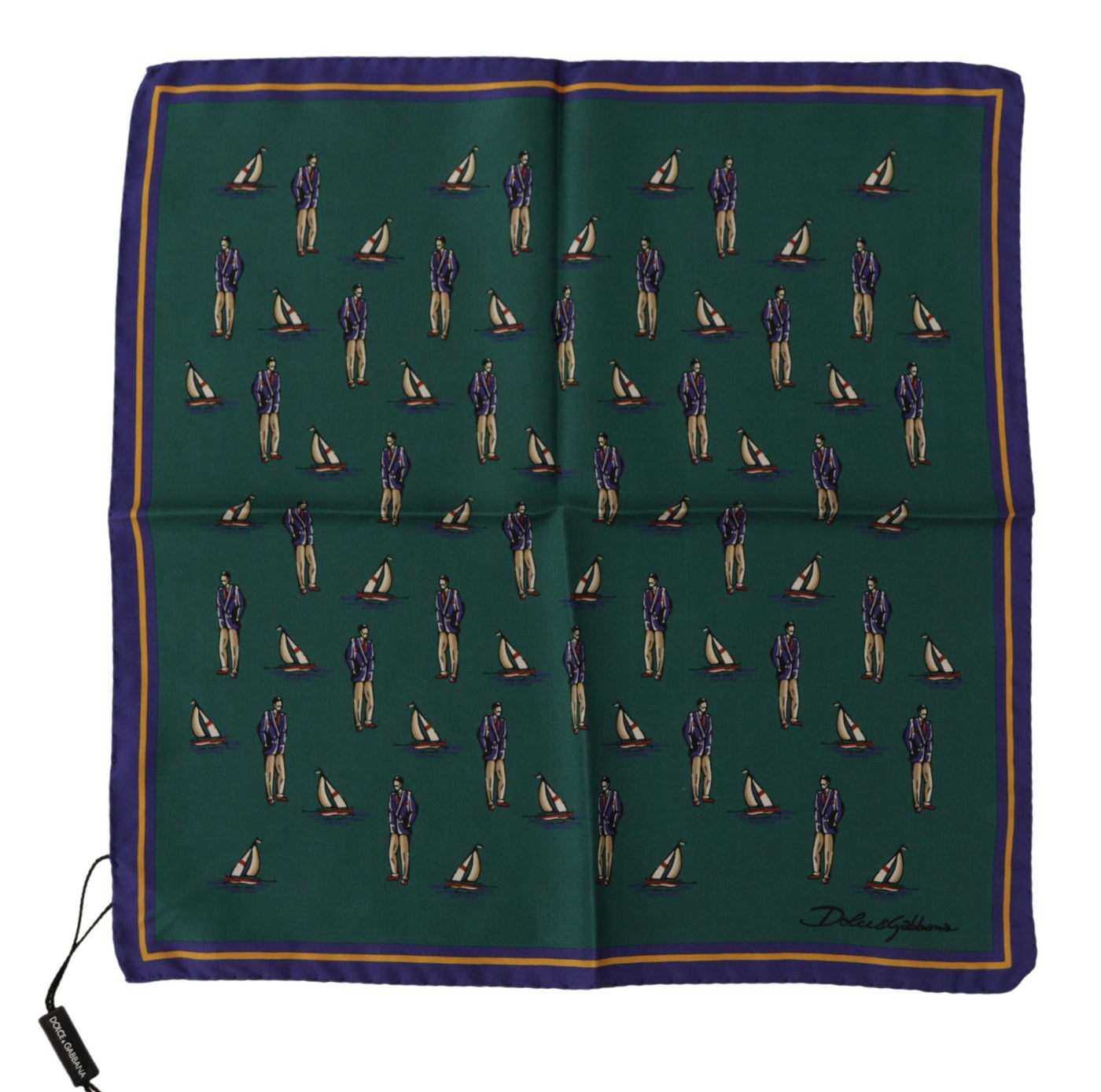 Foulard carré Dolce &amp; Gabbana vert imprimé logo DG pour homme