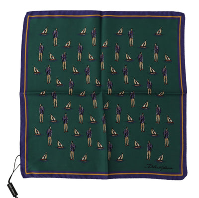 Foulard carré Dolce &amp; Gabbana vert imprimé logo DG pour homme