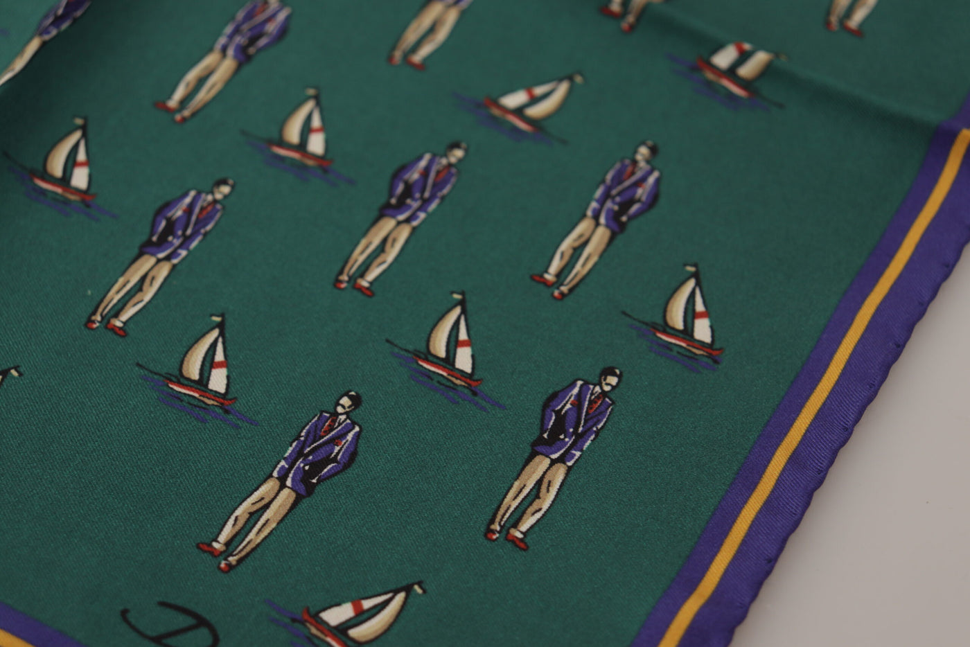 Foulard carré Dolce &amp; Gabbana vert imprimé logo DG pour homme