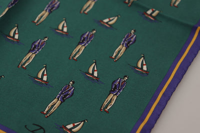Foulard carré Dolce &amp; Gabbana vert imprimé logo DG pour homme