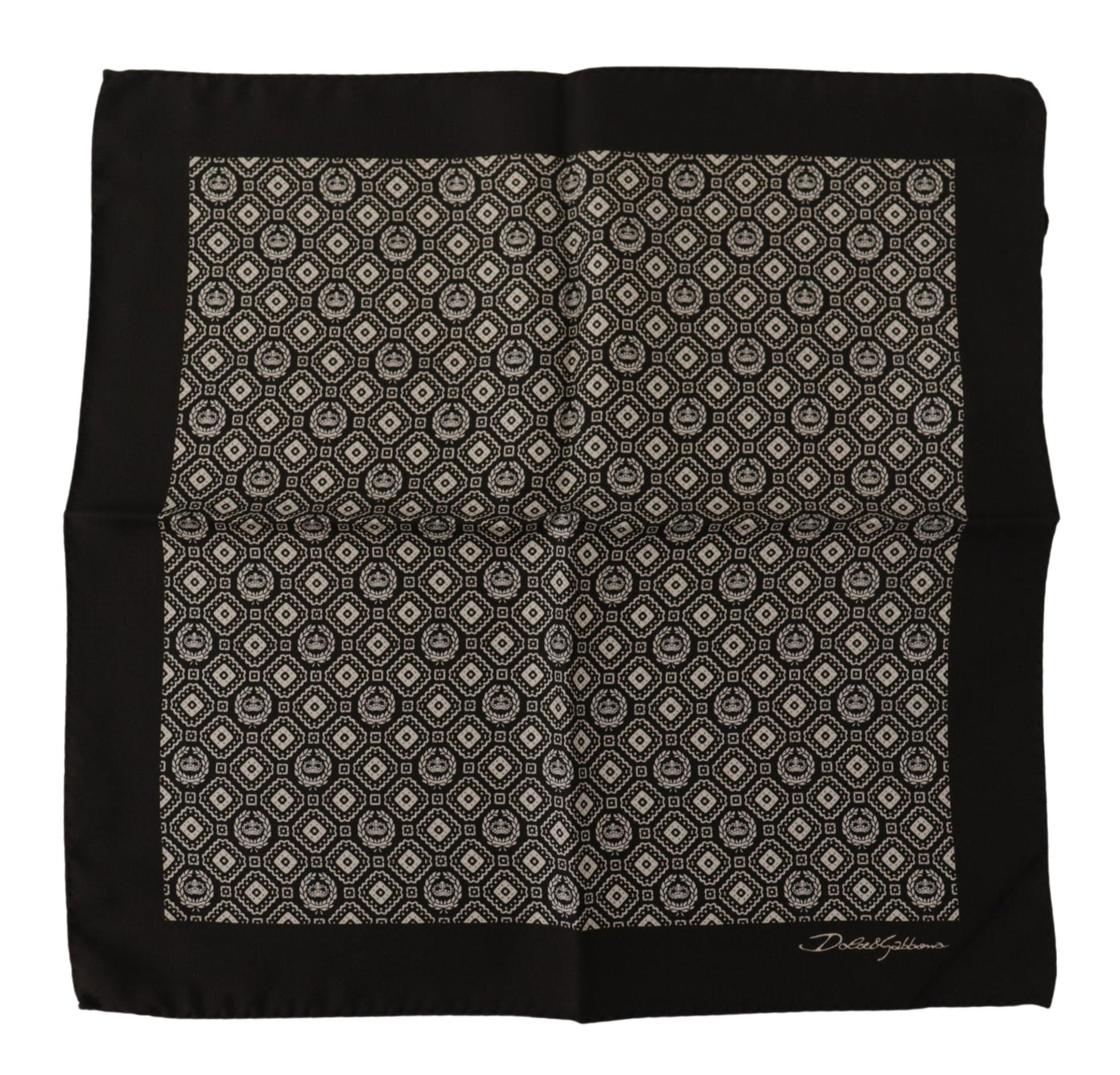 Foulard carré noir à motifs et logo DG Dolce &amp; Gabbana